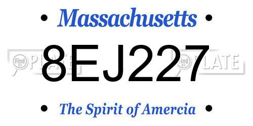 8EJ227 Massachusetts License Plate