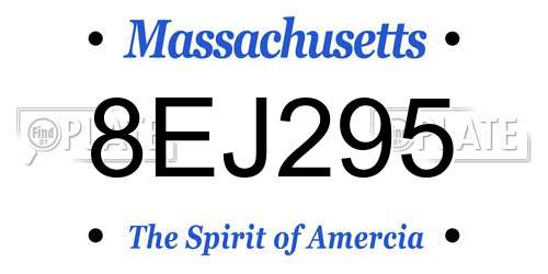 8EJ295 Massachusetts License Plate