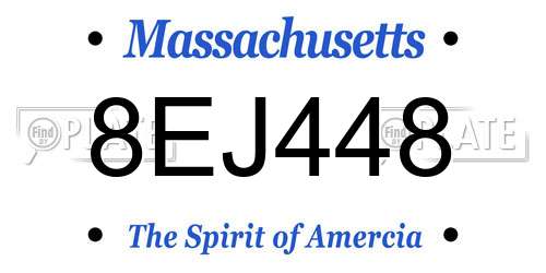8EJ448 Massachusetts License Plate