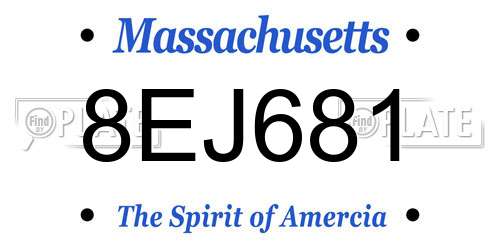 8EJ681 Massachusetts License Plate