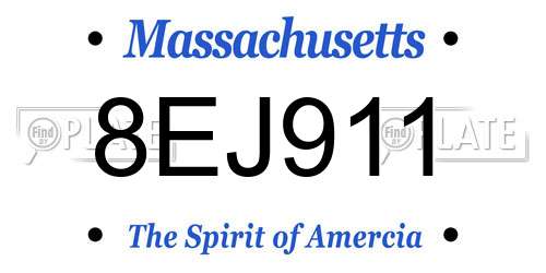 8EJ911 Massachusetts License Plate