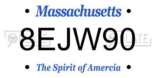 8EJW90 Massachusetts License Plate
