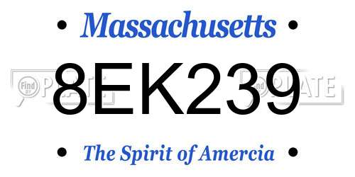 8EK239 Massachusetts License Plate