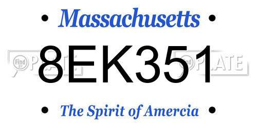 8EK351 Massachusetts License Plate