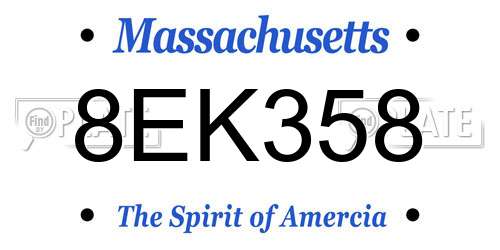 8EK358 Massachusetts License Plate