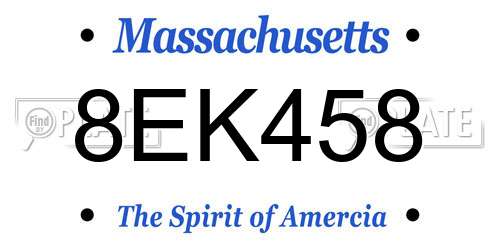 8EK458 Massachusetts License Plate