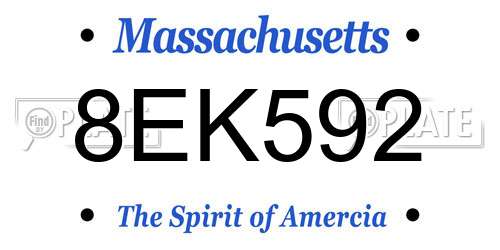 8EK592 Massachusetts License Plate