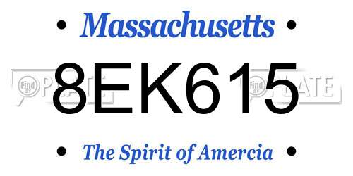8EK615 Massachusetts License Plate