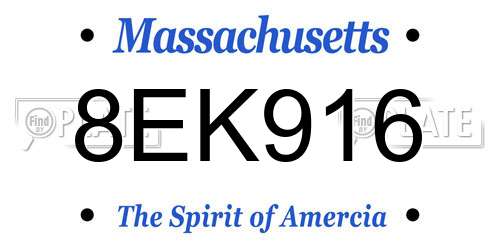 8EK916 Massachusetts License Plate