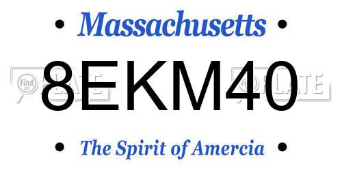 8EKM40 Massachusetts License Plate