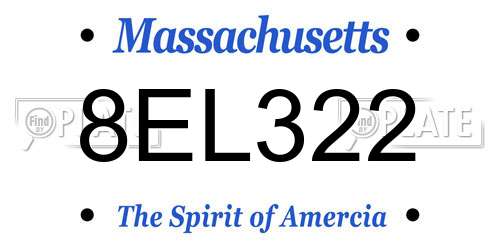 8EL322 Massachusetts License Plate