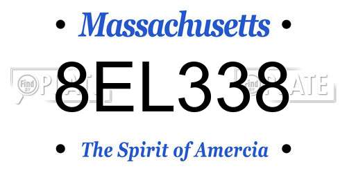 8EL338 Massachusetts License Plate