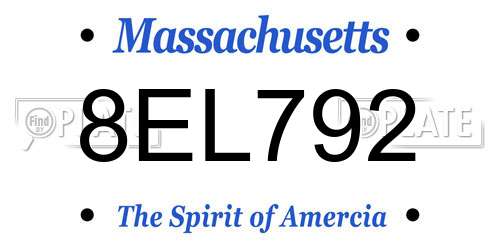 8EL792 Massachusetts License Plate