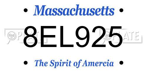 8EL925 Massachusetts License Plate