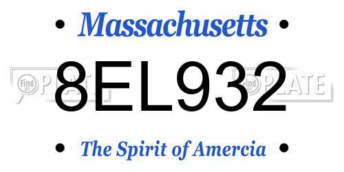8EL932 Massachusetts License Plate