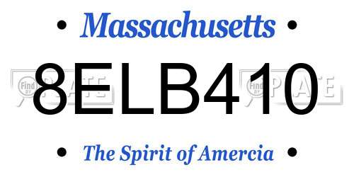 8ELB410 Massachusetts License Plate