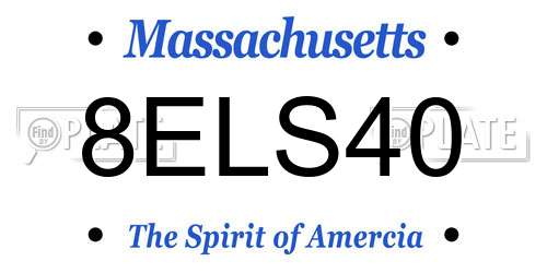 8ELS40 Massachusetts License Plate