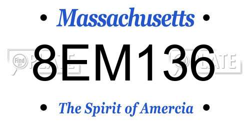 8EM136 Massachusetts License Plate