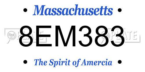 8EM383 Massachusetts License Plate