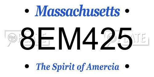 8EM425 Massachusetts License Plate