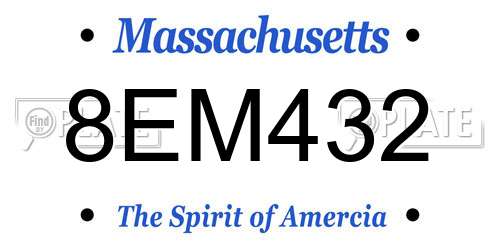8EM432 Massachusetts License Plate