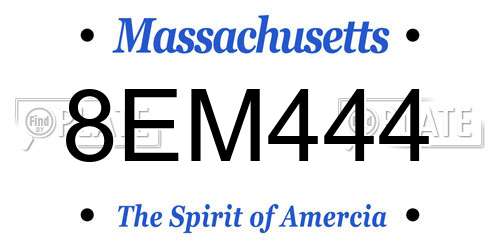 8EM444 Massachusetts License Plate