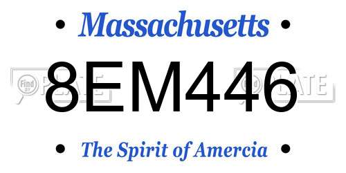 8EM446 Massachusetts License Plate