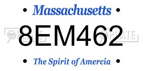 8EM462 Massachusetts License Plate