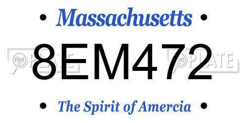 8EM472 Massachusetts License Plate