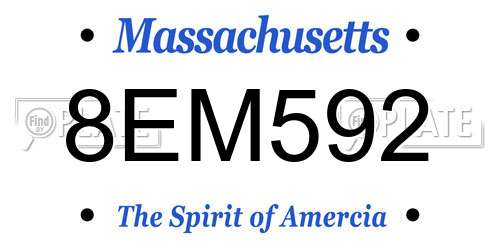8EM592 Massachusetts License Plate