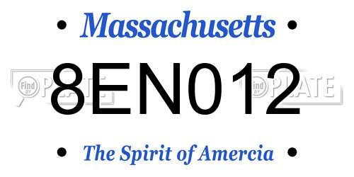8EN012 Massachusetts License Plate