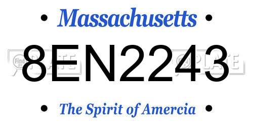 8EN2243 Massachusetts License Plate