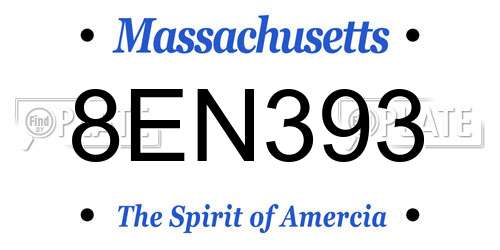 8EN393 Massachusetts License Plate