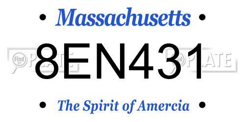 8EN431 Massachusetts License Plate
