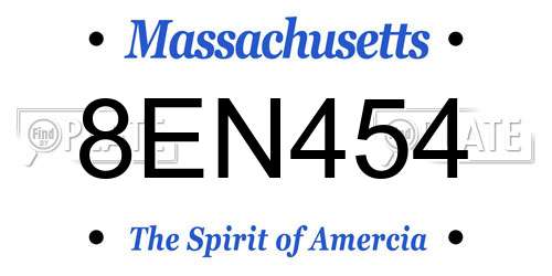 8EN454 Massachusetts License Plate