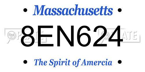 8EN624 Massachusetts License Plate