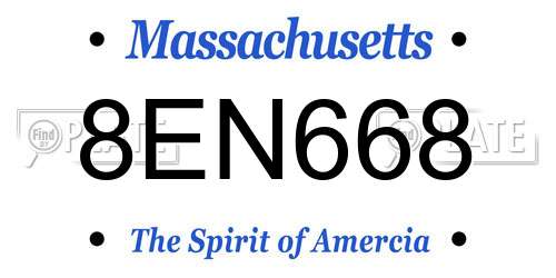 8EN668 Massachusetts License Plate