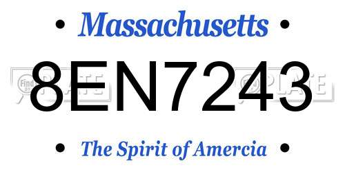 8EN7243 Massachusetts License Plate