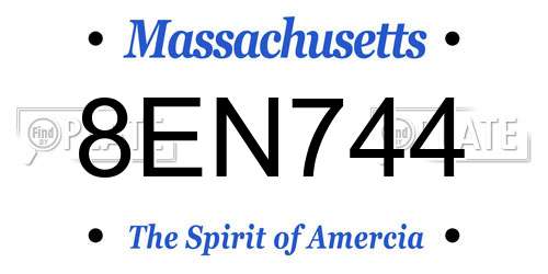 8EN744 Massachusetts License Plate