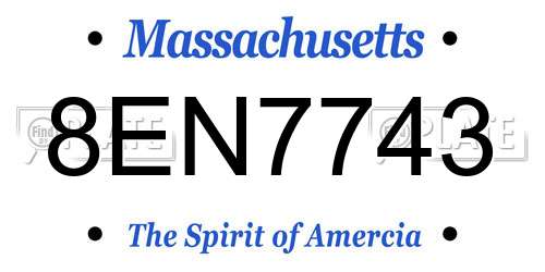 8EN7743 Massachusetts License Plate