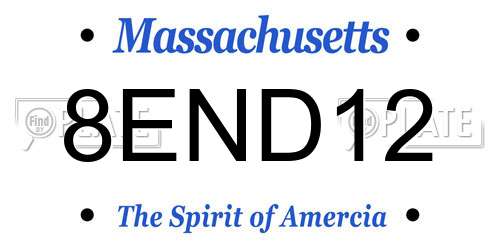 8END12 Massachusetts License Plate