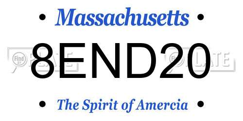 8END20 Massachusetts License Plate