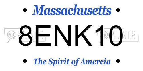 8ENK10 Massachusetts License Plate