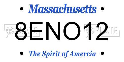 8ENO12 Massachusetts License Plate