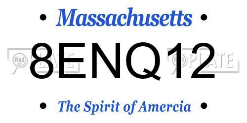 8ENQ12 Massachusetts License Plate