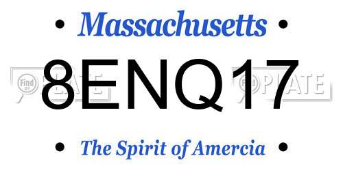 8ENQ17 Massachusetts License Plate