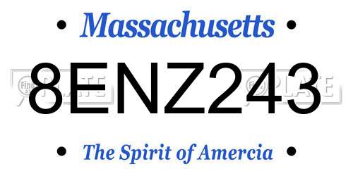 8ENZ243 Massachusetts License Plate