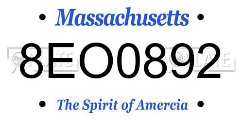 8EO0892 Massachusetts License Plate