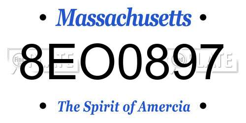 8EO0897 Massachusetts License Plate