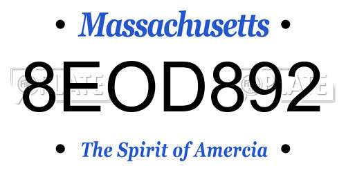 8EOD892 Massachusetts License Plate